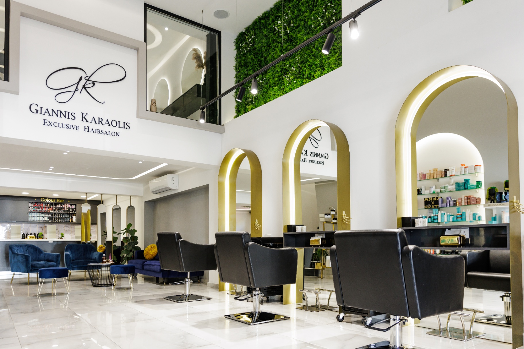 Styling stations inside Giannis Karaolis Exclusive Hairsalon in Paphos