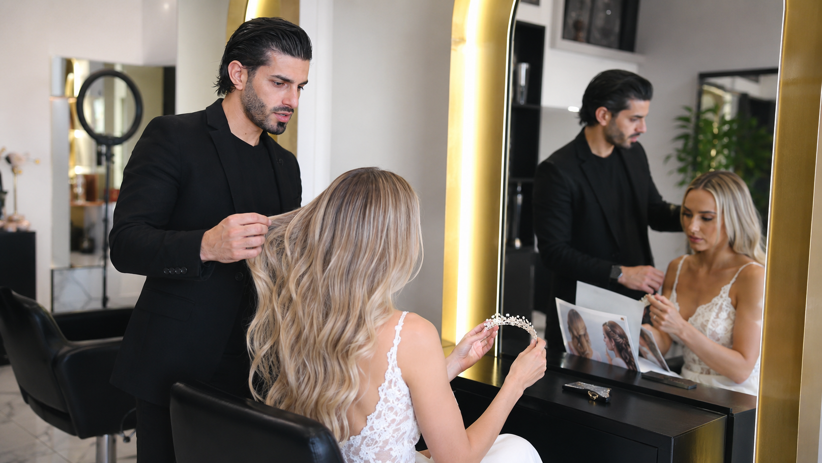 Bridal hair consultation with a wedding hairstylist in Paphos, Cyprus