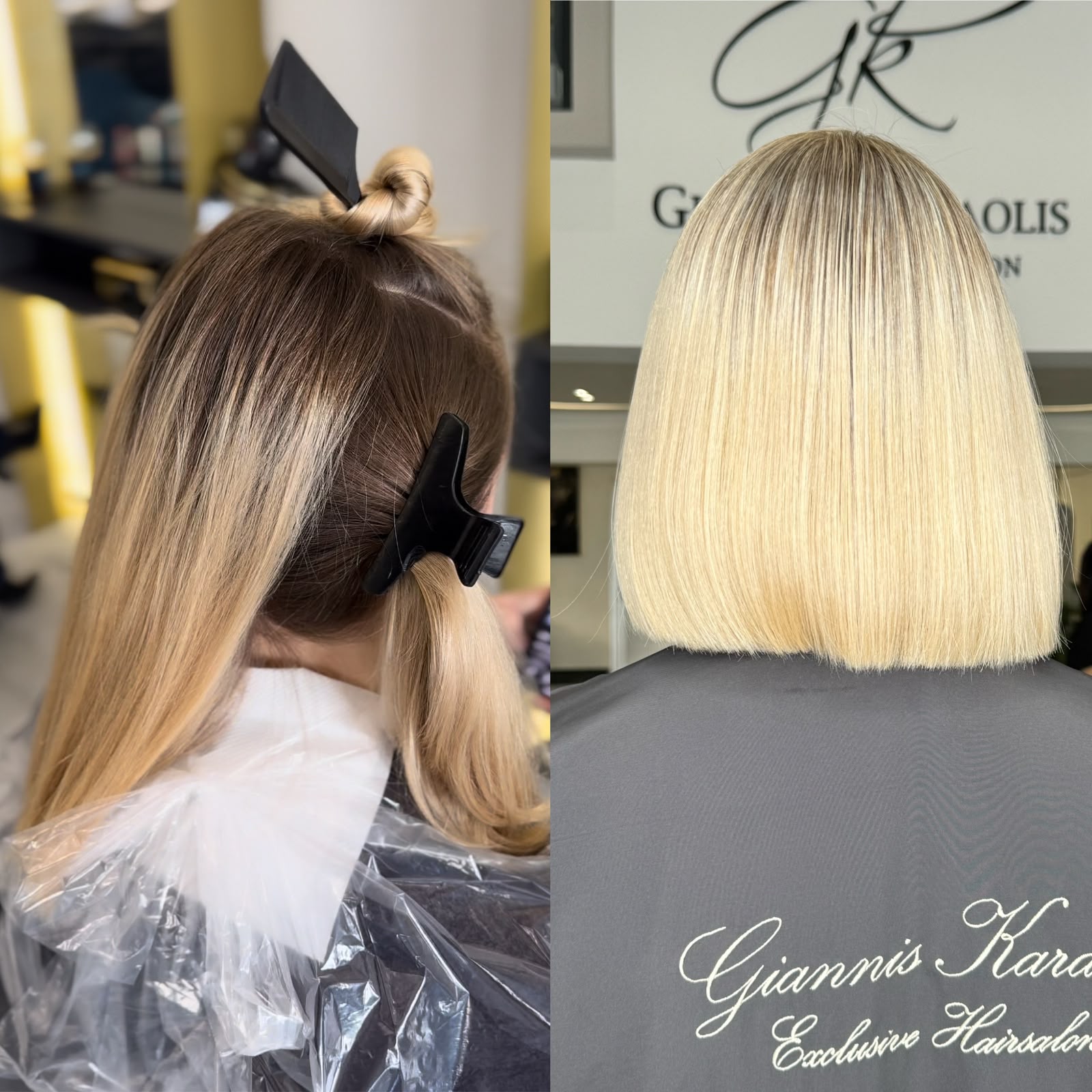Blonde bob transformation | before and after at Giannis Karaolis Exclusive Hairsalon